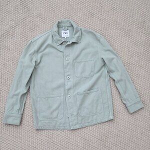 Zara Light Green Button Up Jacket with 3 Pockets